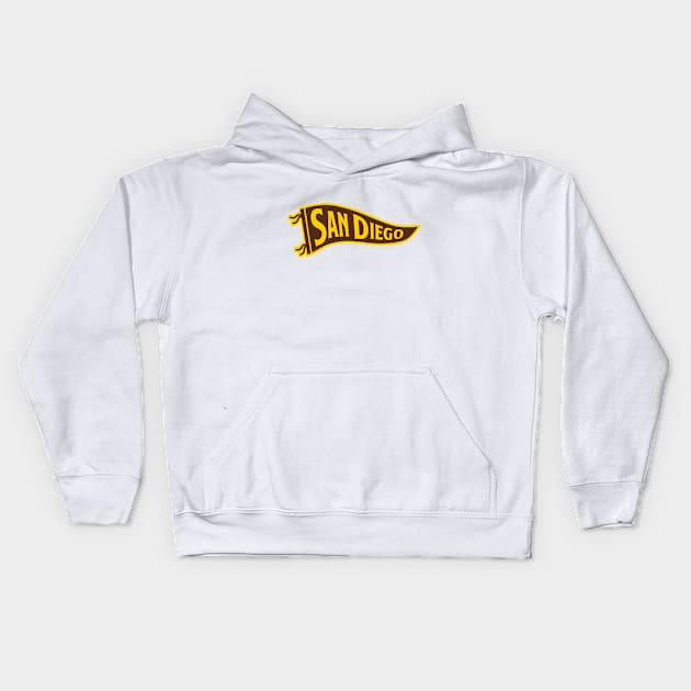 San Diego Pennant - White Kids Hoodie by KFig21